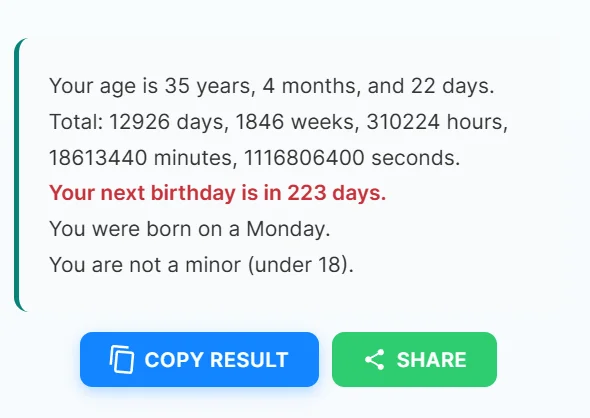 Free Age Exact - Find Your Exact Age in Years, Months 5s Intantly